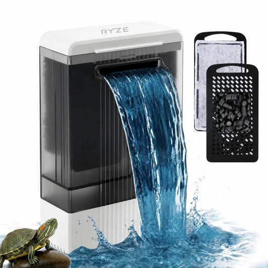 RYZE Turtle Tank Filter for 10-20 Gallon Tanks, Dual Mounting(79 GPH, 5V Low Voltage)